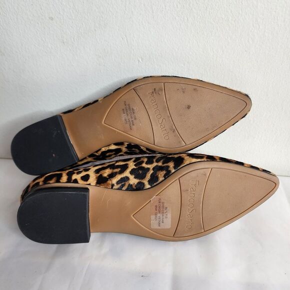 Franco Sarto Leopard Cheetah Print  Block Heel Flats Leather Size 8M Calf Hair - Picture 11 of 14